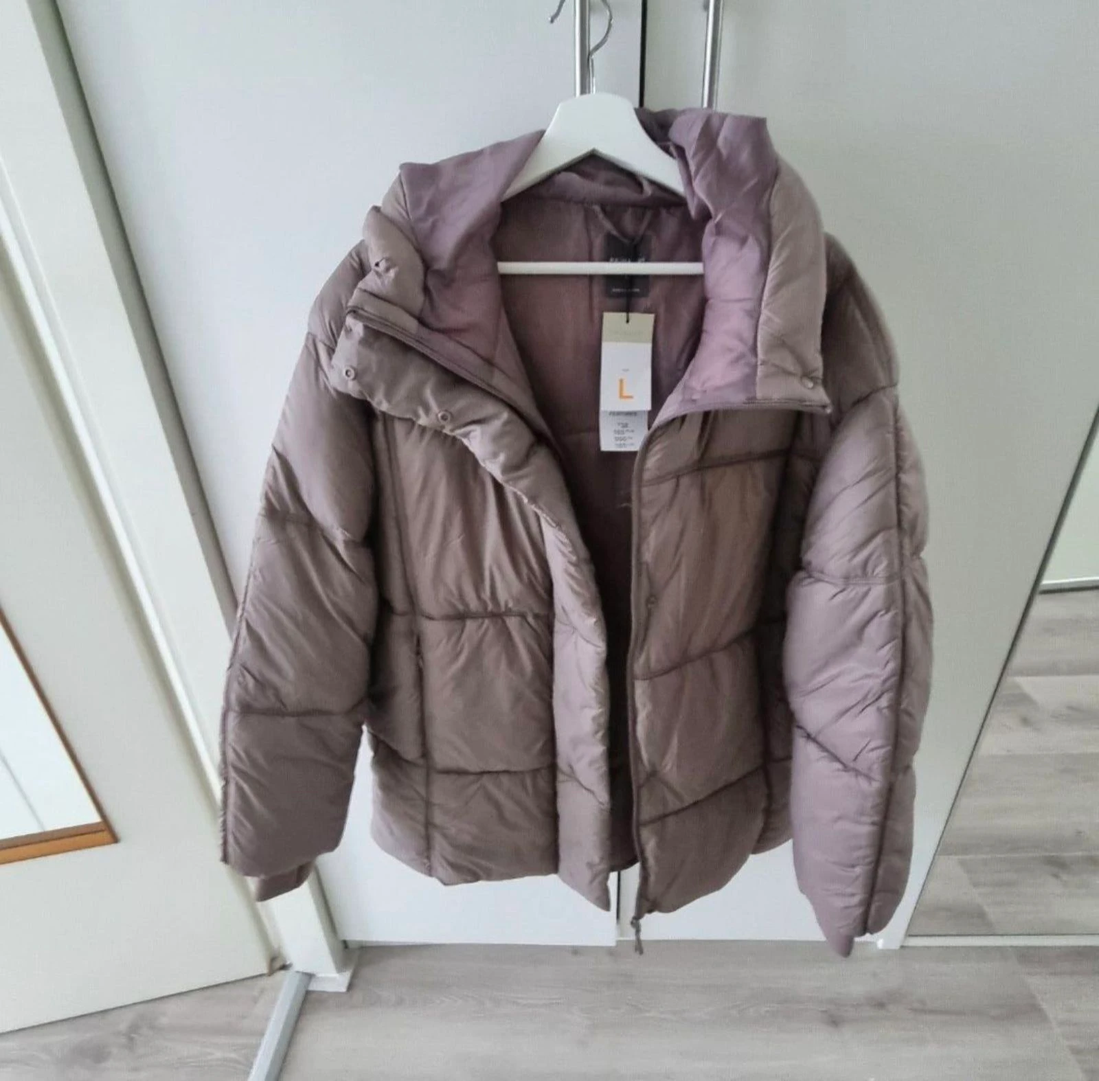 Primark puffer jacket hood taupe purple L - New! – photo 2